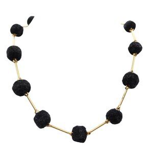MADEWELL Black Pom Pom Gold Tone Link Toggle Necklace 19"-20"
